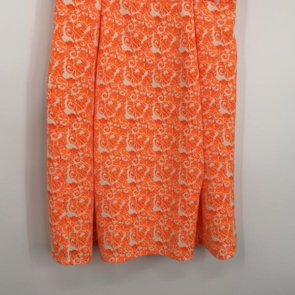 MM Couture Lace Back Sleeveless Sheath Dress Size Small Bright Orange Paisley - Picture 4 of 10